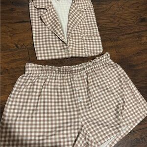Z Supply Brown Checkered Lounge Set